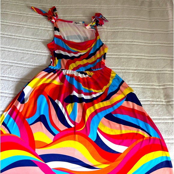 NWOT Haptics By Holly Harper Sleeveless w/ Bows Red Yellow Women’s Dress Sz S-M - Picture 14 of 14